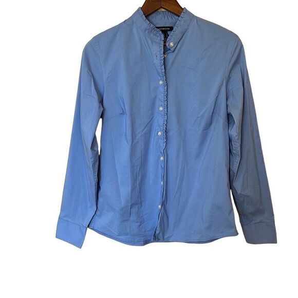 Lands’ End Ruffled Collar Button Down Shirt - Picture 1 of 8